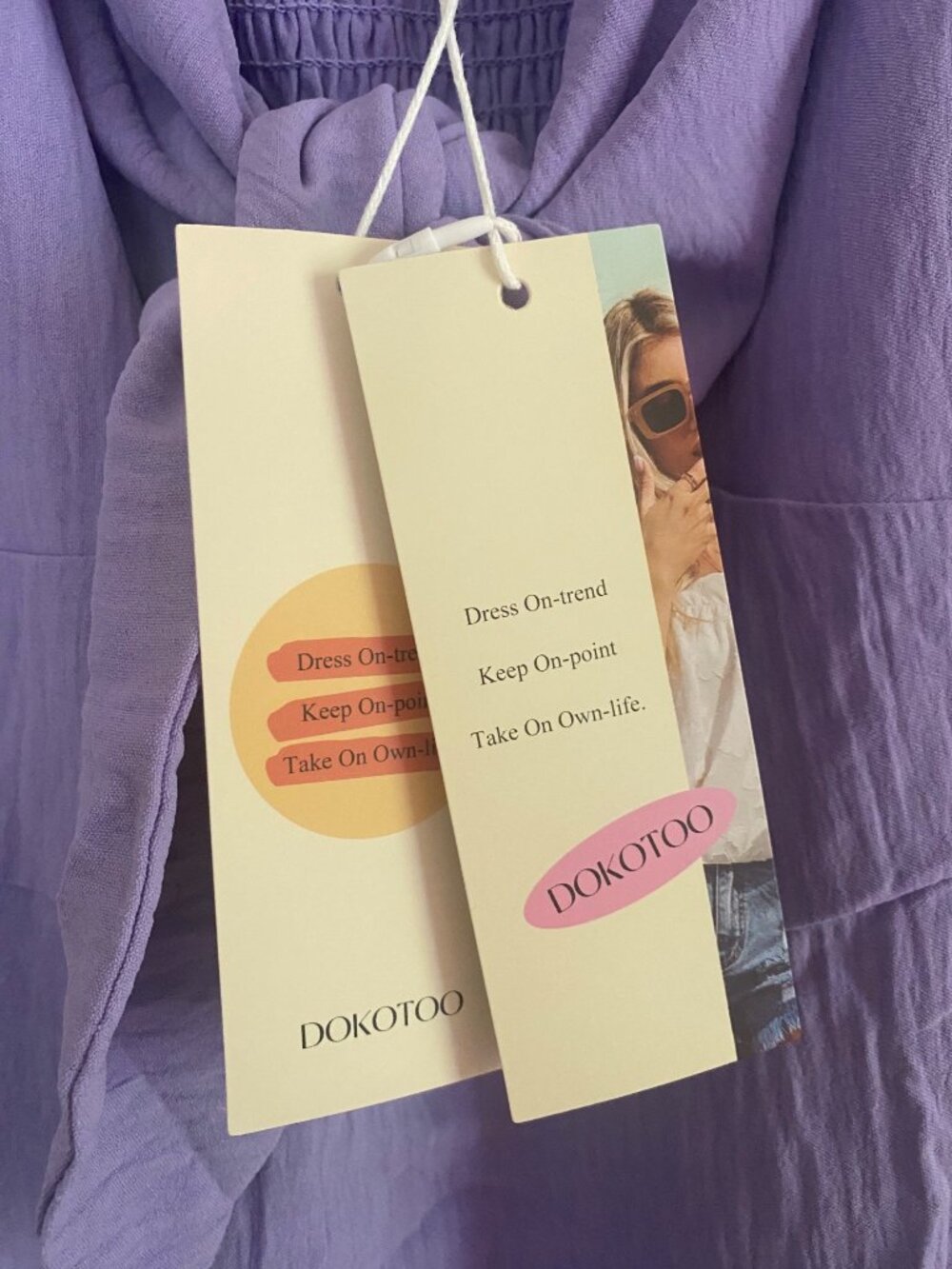 NWT Women’s Lavender Tie-Front Smocked Mini Dress With Flutter Sleeves Size L - Picture 10 of 10
